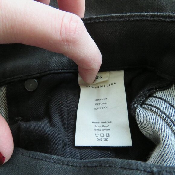 SIMON MILLER X PARAMOUNT GREASE 'Greasy' Black Coated Skinny Jeans - Size 25 - Picture 15 of 15